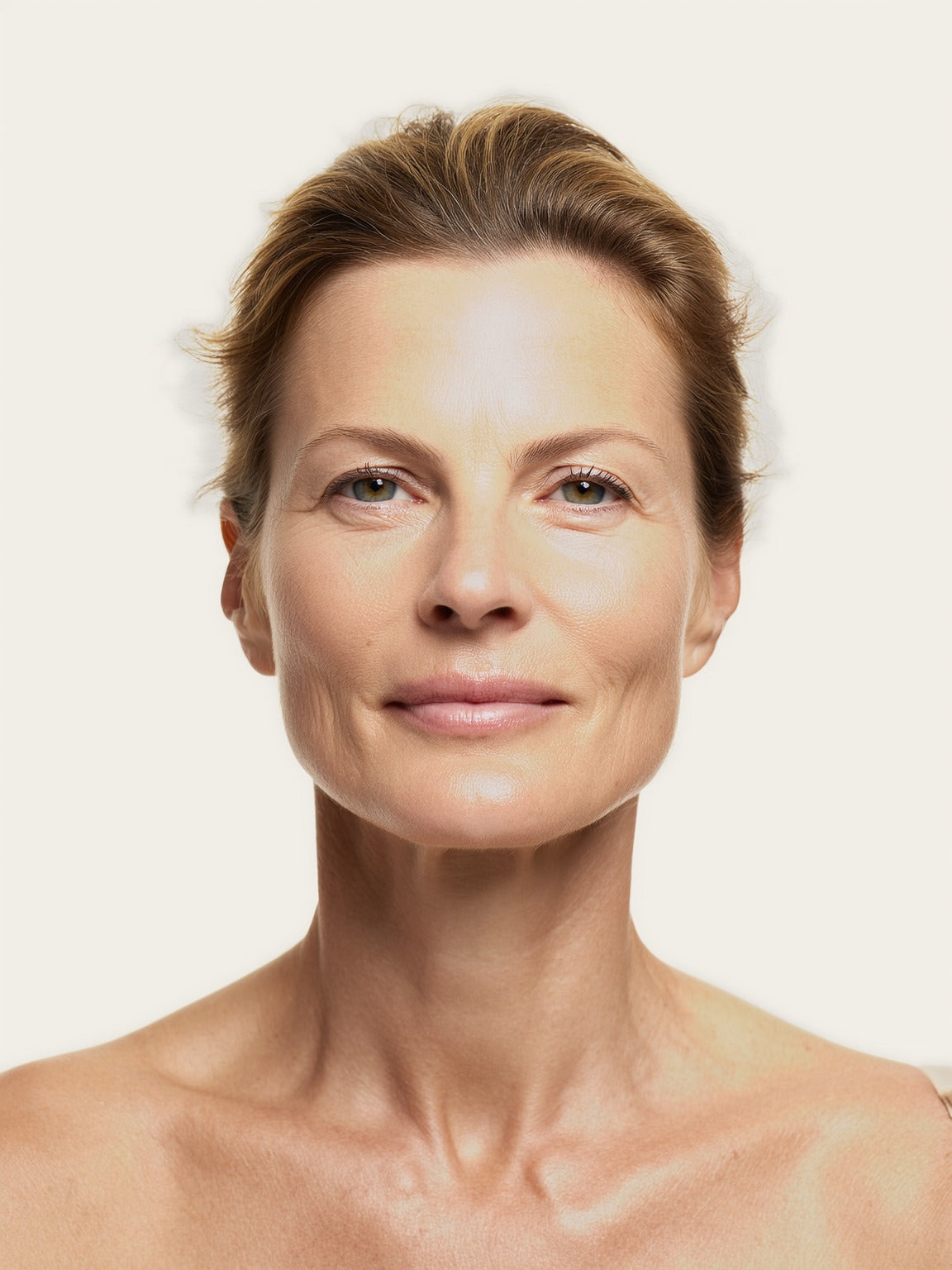 A woman's face after significant weight loss