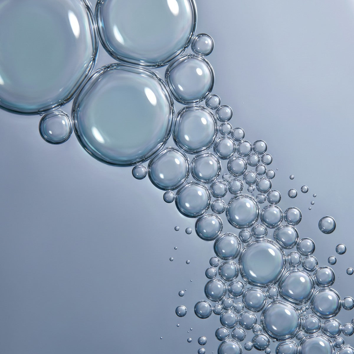 Translucent serum droplets in a macro close-up