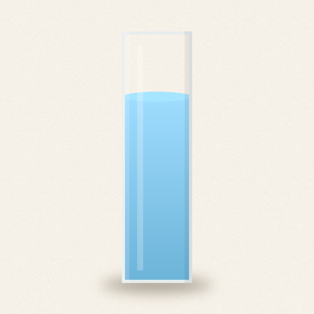 A 10 mm cuvette holding the serum.